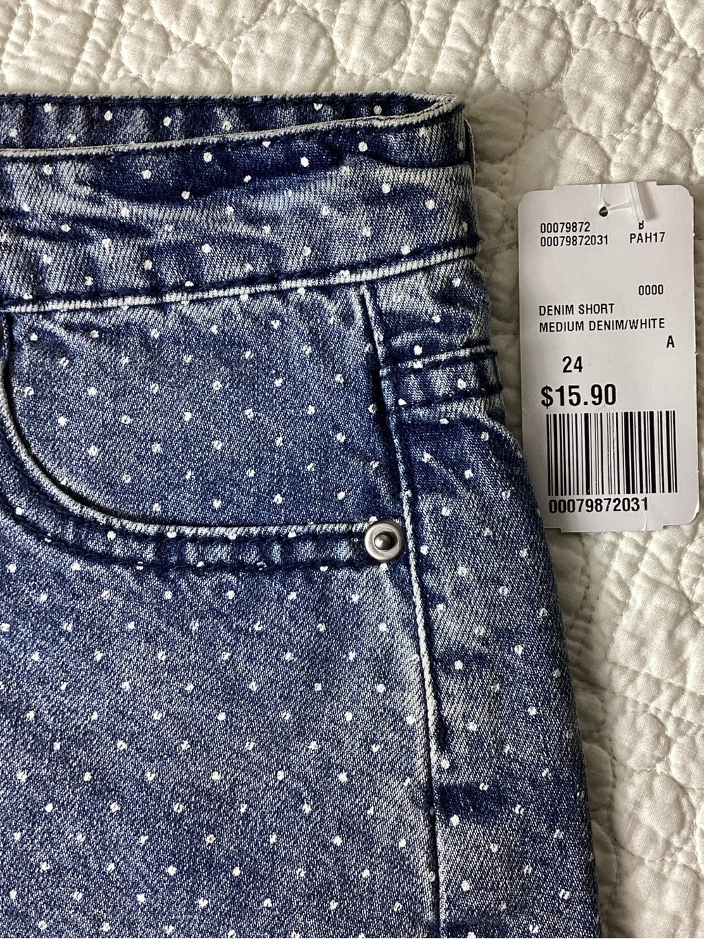 NWT Polka Dot Denim Shorts Size 24 Forever 21 Beachy Preppy - Picture 4 of 10